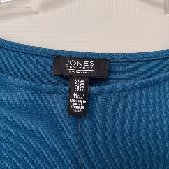 NWT Jones New York Signature Button Detail Tunic Top 3X Teal Blue - Picture 7 of 11